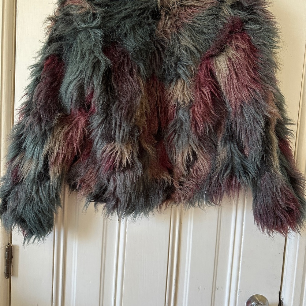 Multicolor Faux Fur Jacket - cropped